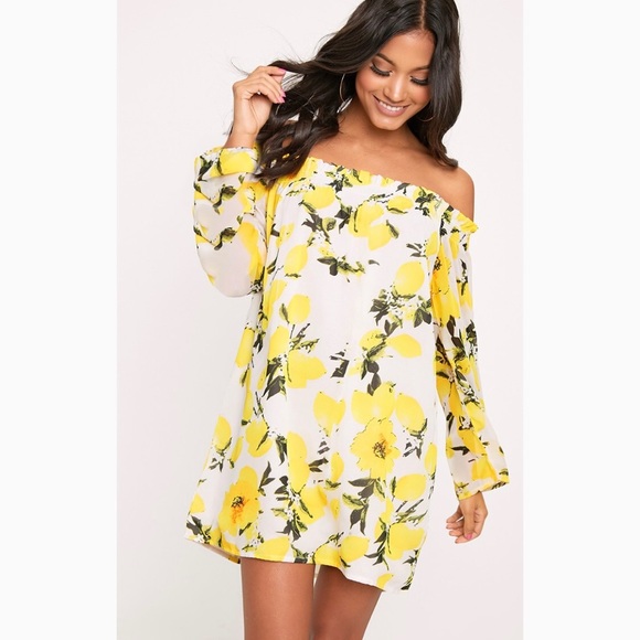 pretty little thing lemon dress